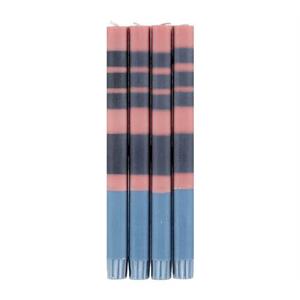 British Colour Standard Striped Dinner Candles 4 Pack Assorted